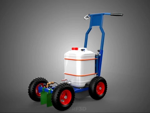 PUSH ROLLING CART PAINT SPRAYING LINE MARKING MACHINE FIELD ROAD 3D Model