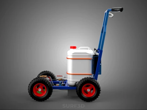 PUSH ROLLING CART PAINT SPRAYING LINE MARKING MACHINE FIELD ROAD 3D Model