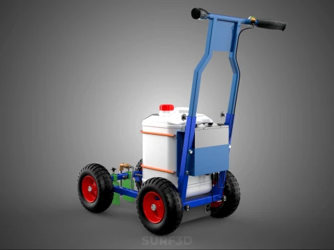 PUSH ROLLING CART PAINT SPRAYING LINE MARKING MACHINE FIELD ROAD 3D Model