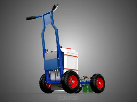 PUSH ROLLING CART PAINT SPRAYING LINE MARKING MACHINE FIELD ROAD 3D Model