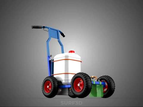 PUSH ROLLING CART PAINT SPRAYING LINE MARKING MACHINE FIELD ROAD 3D Model