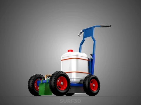 PUSH ROLLING CART PAINT SPRAYING LINE MARKING MACHINE FIELD ROAD 3D Model