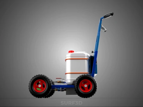 PUSH ROLLING CART PAINT SPRAYING LINE MARKING MACHINE FIELD ROAD 3D Model