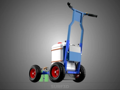 PUSH ROLLING CART PAINT SPRAYING LINE MARKING MACHINE FIELD ROAD 3D Model