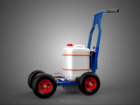 PUSH ROLLING CART PAINT SPRAYING LINE MARKING MACHINE FIELD ROAD 3D Model