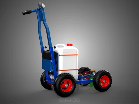 PUSH ROLLING CART PAINT SPRAYING LINE MARKING MACHINE FIELD ROAD 3D Model