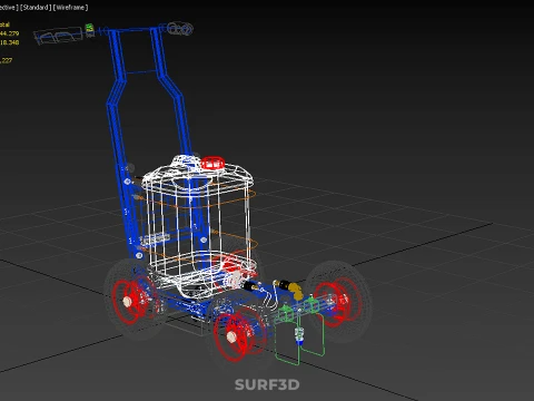 PUSH ROLLING CART PAINT SPRAYING LINE MARKING MACHINE FIELD ROAD 3D Model