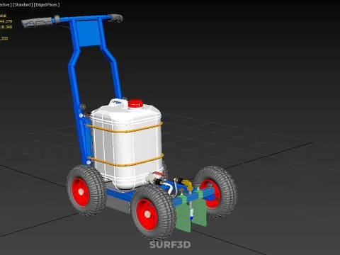 PUSH ROLLING CART PAINT SPRAYING LINE MARKING MACHINE FIELD ROAD 3D Model