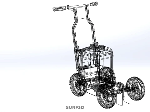 PUSH ROLLING CART PAINT SPRAYING LINE MARKING MACHINE FIELD ROAD 3D Model