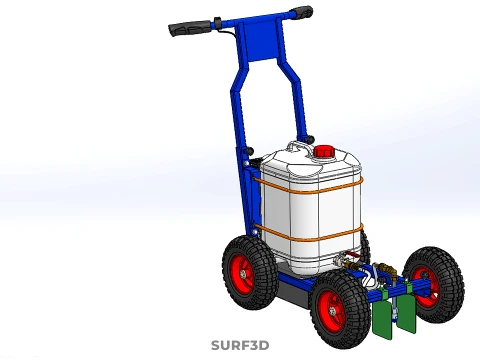 PUSH ROLLING CART PAINT SPRAYING LINE MARKING MACHINE FIELD ROAD 3D Model