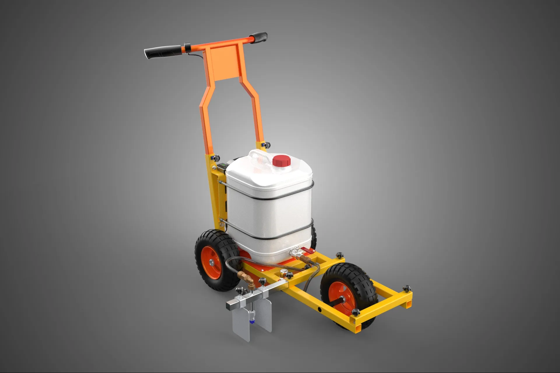 TROLLEY PUSH CART PAINT SPRAYING LINE MARKING MACHINE FIELD ROAD 3D Model .c4d .max .obj .3ds .fbx .stl .blend