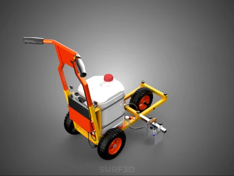 TROLLEY PUSH CART PAINT SPRAYING LINE MARKING MACHINE FIELD ROAD 3D Model