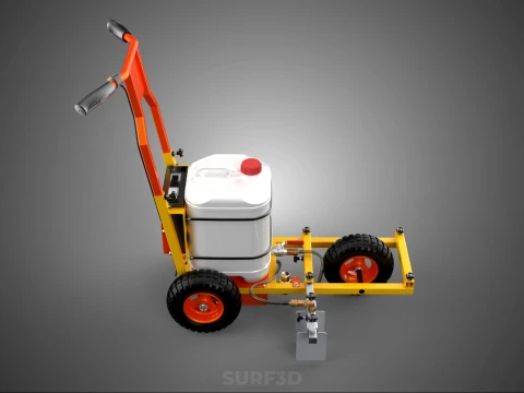 TROLLEY PUSH CART PAINT SPRAYING LINE MARKING MACHINE FIELD ROAD 3D Model