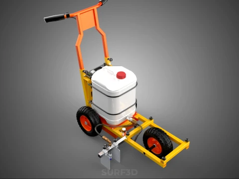 TROLLEY PUSH CART PAINT SPRAYING LINE MARKING MACHINE FIELD ROAD 3D Model