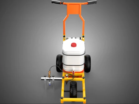 TROLLEY PUSH CART PAINT SPRAYING LINE MARKING MACHINE FIELD ROAD 3D Model