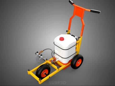 TROLLEY PUSH CART PAINT SPRAYING LINE MARKING MACHINE FIELD ROAD 3D Model