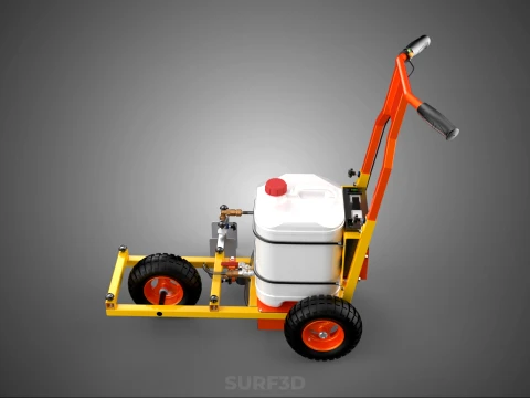 TROLLEY PUSH CART PAINT SPRAYING LINE MARKING MACHINE FIELD ROAD 3D Model
