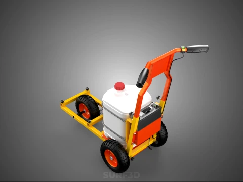 TROLLEY PUSH CART PAINT SPRAYING LINE MARKING MACHINE FIELD ROAD 3D Model