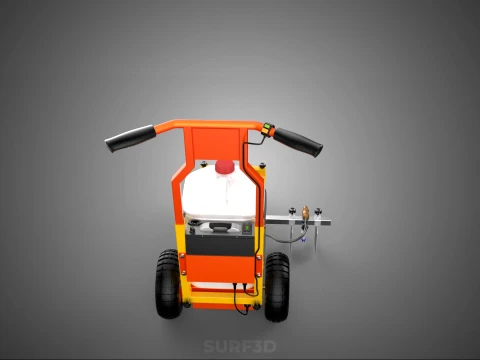 TROLLEY PUSH CART PAINT SPRAYING LINE MARKING MACHINE FIELD ROAD 3D Model
