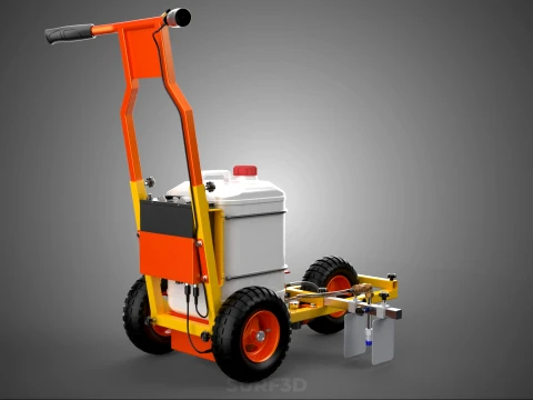TROLLEY PUSH CART PAINT SPRAYING LINE MARKING MACHINE FIELD ROAD 3D Model