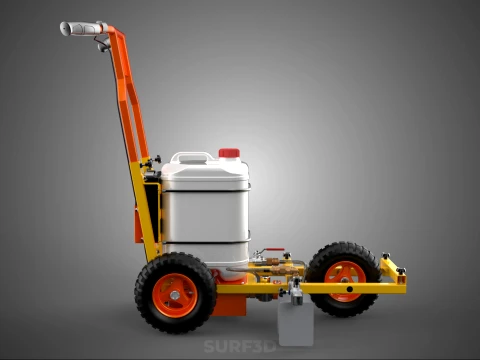 TROLLEY PUSH CART PAINT SPRAYING LINE MARKING MACHINE FIELD ROAD 3D Model