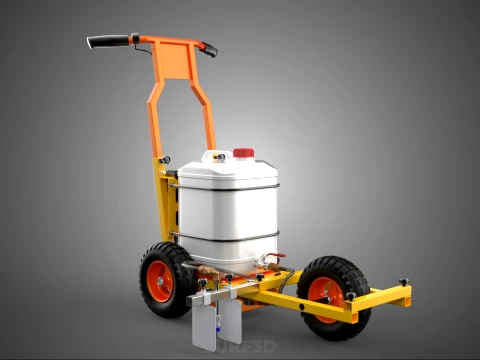 TROLLEY PUSH CART PAINT SPRAYING LINE MARKING MACHINE FIELD ROAD 3D Model