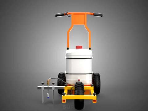 TROLLEY PUSH CART PAINT SPRAYING LINE MARKING MACHINE FIELD ROAD 3D Model