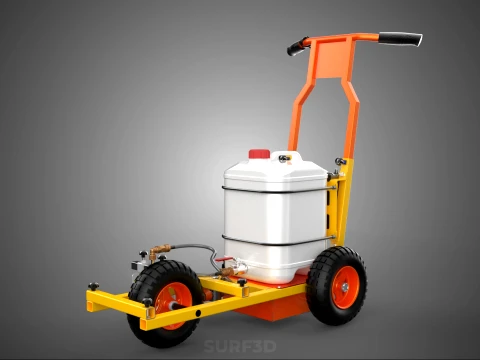 TROLLEY PUSH CART PAINT SPRAYING LINE MARKING MACHINE FIELD ROAD 3D Model