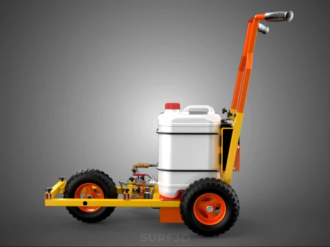 TROLLEY PUSH CART PAINT SPRAYING LINE MARKING MACHINE FIELD ROAD 3D Model