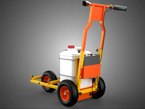 TROLLEY PUSH CART PAINT SPRAYING LINE MARKING MACHINE FIELD ROAD 3D Model