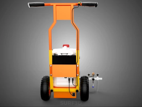 TROLLEY PUSH CART PAINT SPRAYING LINE MARKING MACHINE FIELD ROAD 3D Model