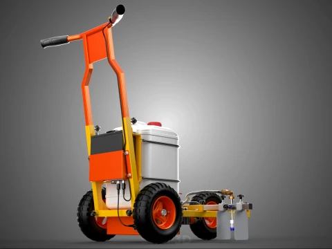 TROLLEY PUSH CART PAINT SPRAYING LINE MARKING MACHINE FIELD ROAD 3D Model