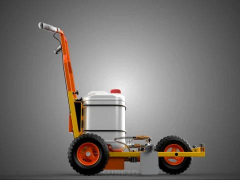 TROLLEY PUSH CART PAINT SPRAYING LINE MARKING MACHINE FIELD ROAD 3D Model