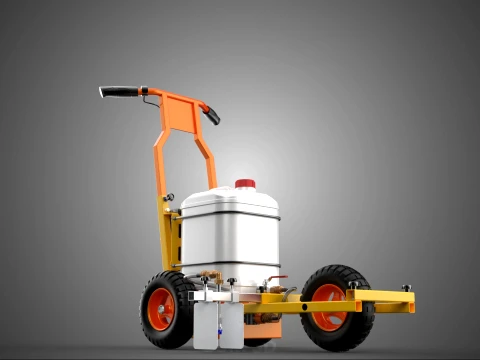 TROLLEY PUSH CART PAINT SPRAYING LINE MARKING MACHINE FIELD ROAD 3D Model