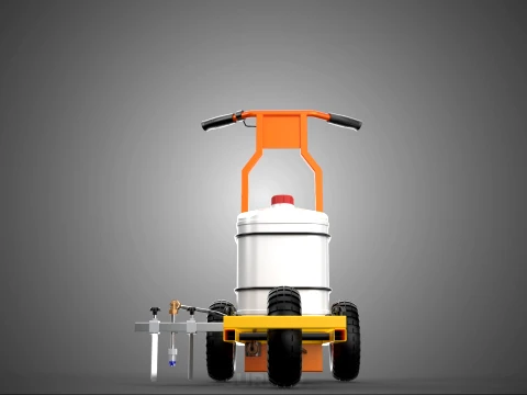 TROLLEY PUSH CART PAINT SPRAYING LINE MARKING MACHINE FIELD ROAD 3D Model