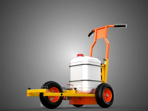 TROLLEY PUSH CART PAINT SPRAYING LINE MARKING MACHINE FIELD ROAD 3D Model