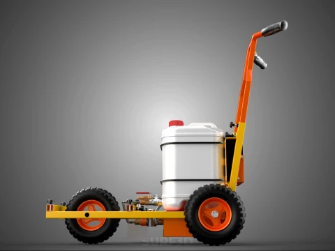 TROLLEY PUSH CART PAINT SPRAYING LINE MARKING MACHINE FIELD ROAD 3D Model