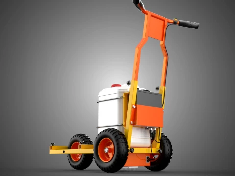 TROLLEY PUSH CART PAINT SPRAYING LINE MARKING MACHINE FIELD ROAD 3D Model