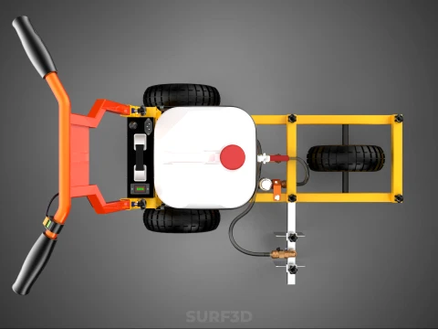 TROLLEY PUSH CART PAINT SPRAYING LINE MARKING MACHINE FIELD ROAD 3D Model