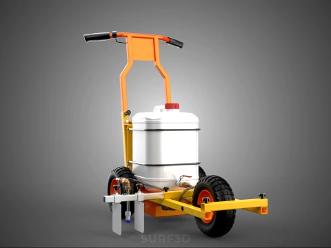 TROLLEY PUSH CART PAINT SPRAYING LINE MARKING MACHINE FIELD ROAD 3D Model