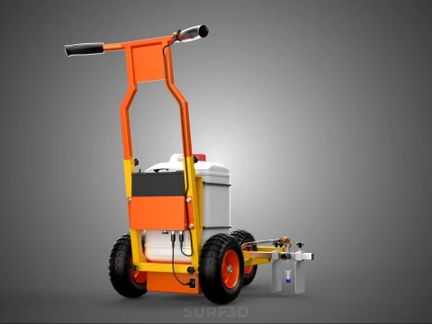 TROLLEY PUSH CART PAINT SPRAYING LINE MARKING MACHINE FIELD ROAD 3D Model