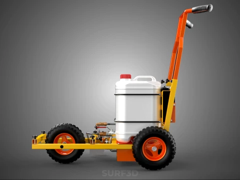 TROLLEY PUSH CART PAINT SPRAYING LINE MARKING MACHINE FIELD ROAD 3D Model