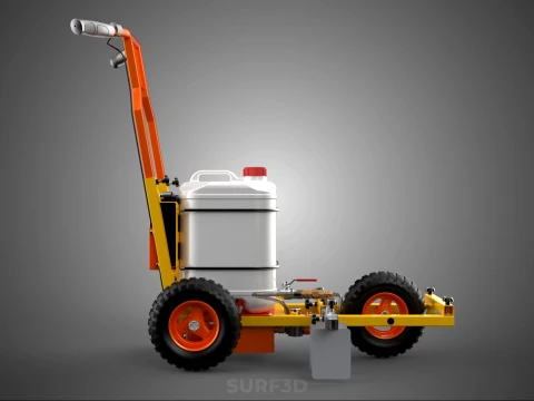 TROLLEY PUSH CART PAINT SPRAYING LINE MARKING MACHINE FIELD ROAD 3D Model