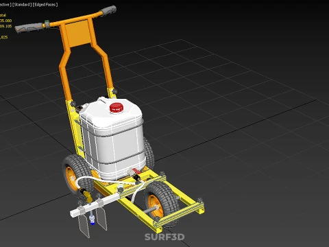 TROLLEY PUSH CART PAINT SPRAYING LINE MARKING MACHINE FIELD ROAD 3D Model