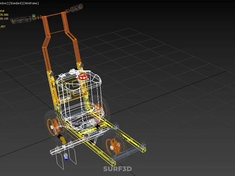 TROLLEY PUSH CART PAINT SPRAYING LINE MARKING MACHINE FIELD ROAD 3D Model