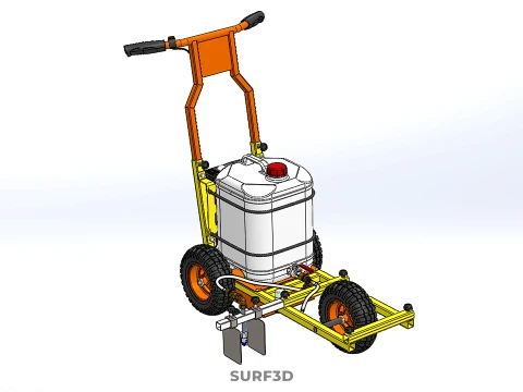 TROLLEY PUSH CART PAINT SPRAYING LINE MARKING MACHINE FIELD ROAD 3D Model