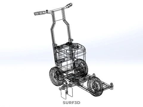 TROLLEY PUSH CART PAINT SPRAYING LINE MARKING MACHINE FIELD ROAD 3D Model