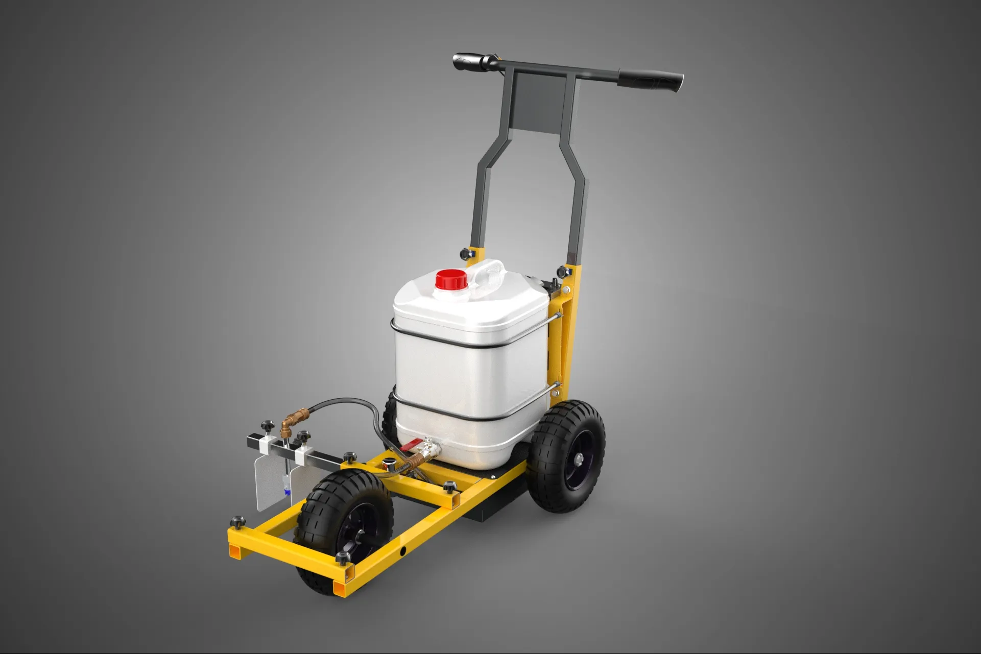 TRI 3 THREE WHEEL CART PAINT SIDE SPRAYER LINE MARKING MACHINE 3D Model .c4d .max .obj .3ds .fbx .stl .blend 