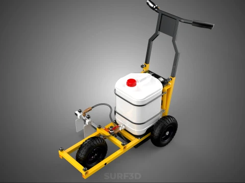 TRI 3 THREE WHEEL CART PAINT SIDE SPRAYER LINE MARKING MACHINE 3D Model
