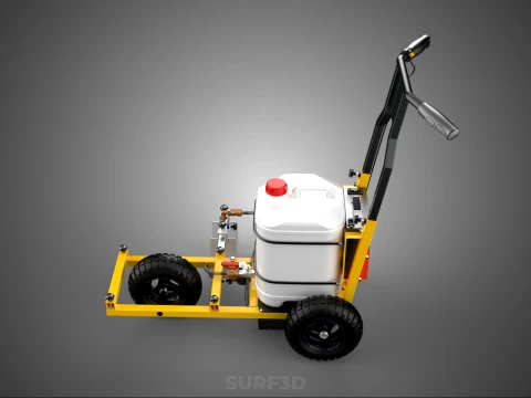 TRI 3 THREE WHEEL CART PAINT SIDE SPRAYER LINE MARKING MACHINE 3D Model